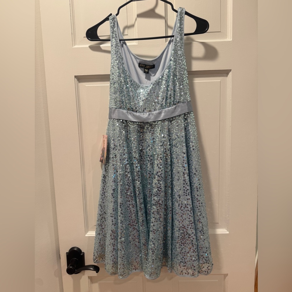NWT Vintage Betsey Johnson Sky Blue Sequin Dress